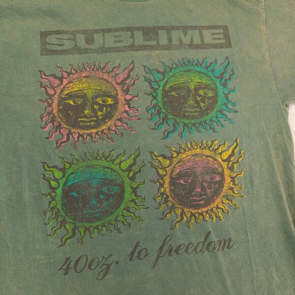 Sublime Band Short Sleeve Crew Neck Graphic T Shirt Mens Size Large L Green - Picture 4 of 9